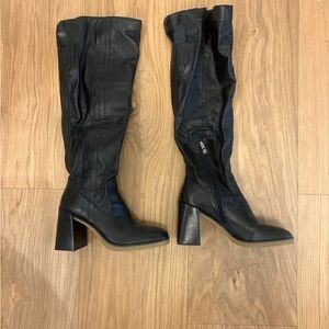 Vince Camuto Eyana 2 Black Knee-High Block Heel Boots